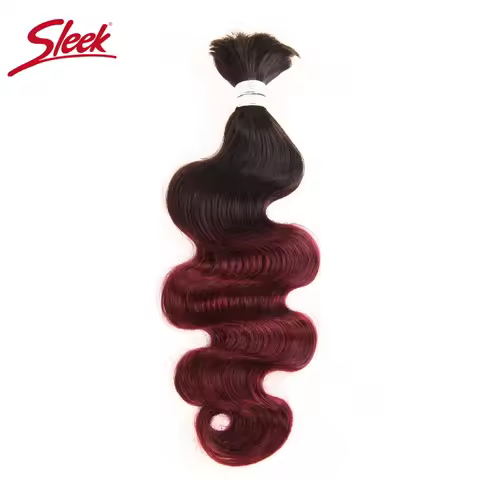 Sleek Remy Human Hair 10 To 30 Inch Ombre T1B/99J Crochet Braids No Weft Bundles Deal Malaysian Body