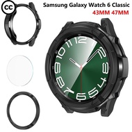 CC Case+Tempered Glass +Bezel Ring for Samsung Watch 6 Classic 43mm 47mm TPU Protective Bumper 3 in 
