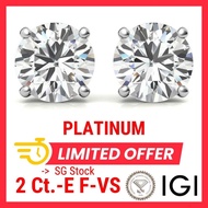 IGI 2.0 CT Lab Grown Daimond Earrings in PLATINUM ( Pt950) STUD