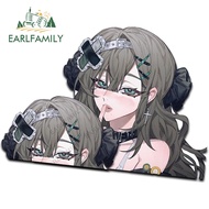 EARLFAMILY 13cm Fanart Ahegao Anime Amusing Girl Car Sticker Attractive Sunscreen SUV Rearview Mirro