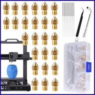 3D Printer Nozzles 0.4mm Brass Accessories 25 Pieces 3D Printer Brass Hot End Nozzles with Tools and