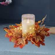 Abbraccia Artificial Maple Leaves Candle Ring Pillar Candle Rings Fall Candle Rings