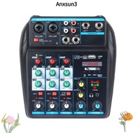 ANXSUN3 Audio Mixer, Bluetooth with 48V Phantom Power DJ Console Mixer, Portable 4-Channel Monitor K
