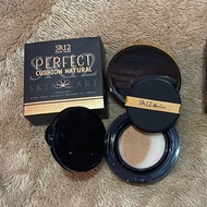 CUSHION GLOWING TAHAN LAMA WATERPROOF PERFECT CUSHION SR12 NATURAL & IVORY alas bedak untuk rias pen