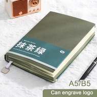(Can Engrave Logo) A5/B5 textured leather student notebook, thickened diary, work journal, business 