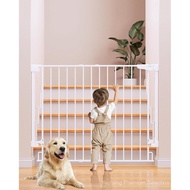Cumbor 34" Extra Tall No Bottom Bar Baby Gate for Stairs, Wall Mounted Dog Gate Indoor for Larger Pe