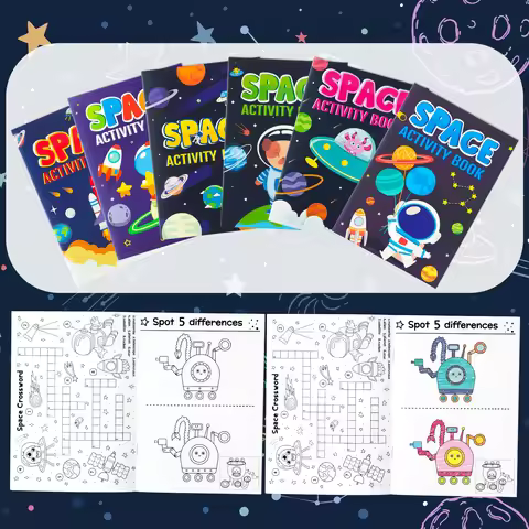 24PCS Space Painting Color Books - Search Word Activity Book Scramble Games For Birthday Gifts Party
