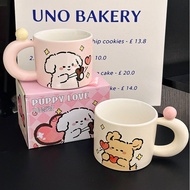 Ceramic cup with adorable puppy print, capacity 380ml is a birthday gift for double souvenir cupbag 