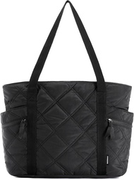 Bagsmart Tote Bag for Women PUFFER Tote Bag with Zipper Travel Essentials Quilted nurse BAG Carry On