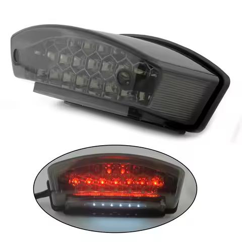 Motorcycle Tail Light Universal License Plate LED Rear Brake Lamp For Honda Suzuki Ducati Monster M1