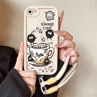 Case For iPhone 6 Plus 6s 7 8 SE 2020 X Xr Xs Max Summer Coffee Phone Silicone Shockproof Strap