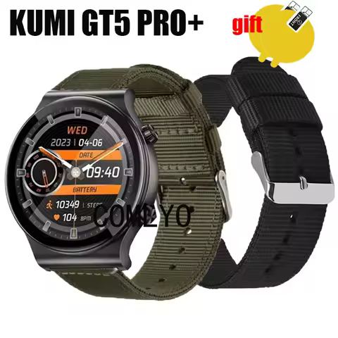3in1 for KUMI GT5 Pro+ SMART WATCH Strap Band Nylon Canva Wristband Belt Screen Protector film