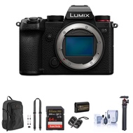 Panasonic Lumix DC-S5 Mirrorless Camera Bundle with 64GB SD Card, Card Case, Backpack, Shoulder Stra