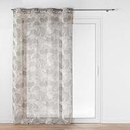 Douceur d'Intérieur Ginko Eyelet Sheer Curtain Panel (140 x 240 cm) Nut Printed Linen Effect Woven