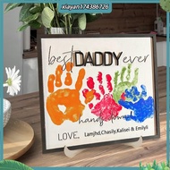 Diy Handprint Plaque Wooden Handprint Ornament Best Dad Ever Wooden Plaque Desk Father and Kids Hand