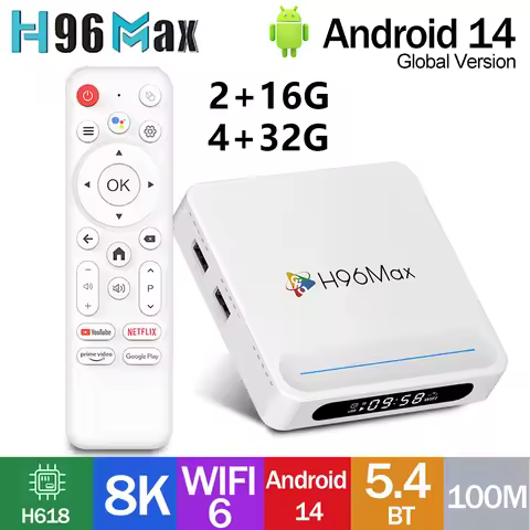 H96Max Allwinner H618 Plus 8K Ultra HD Smart Android TV Box 2.4 & 5G Dual Wifi 100M Set Top Box Goog