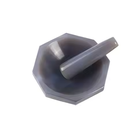 160mm Inner Diameter Hard Agate Stone Agate Mortar and Pestle Set Natural Agate, Polished, Grey High