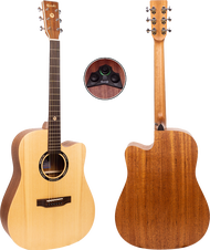 Kazuki Soul Series Top Solid Electric Acoustic Guitar กีต้าร์โปร่ง ไฟฟ้า EQ Fishman Trans Acoustic ทราน อะคูสติก คาซูกิ หน้าไม้แท้ Mahogany แถมฟรี กระเป๋าบุฟองน้ำอย่างดี