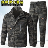 Pure Cotton Workwear Set for Men, Spring and Autumn, Wear-resistant, Dirt-resistant, Heat-resistant,