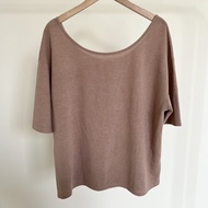 Meier.Q Large U-Neck Loose Half-Sleeve Knit Top