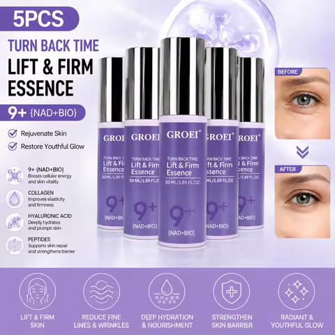 GROEI Lift & Firm Facial Essence, NAD+BIO Compound Formula Face Serum with Hyaluronic Acid, Shea But