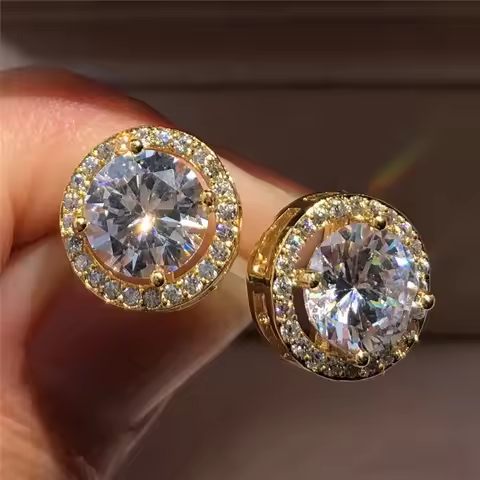 1 pair of Korean fashion classic delicate geometric round zirconia earrings cool style fashion with 