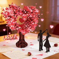 Pop Up Anniversary Card, 3D  Valentine's Day Anniversary Card with Love Tree & Hearts - Wedding Card