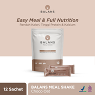 Balans Meal Shake | Choco Oat | Susu Protein & Tinggi Kalsium Rendah Kalori | 12s