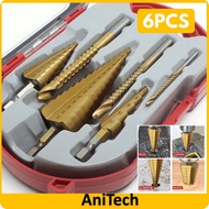 4mm-32mm 6Pcs Gerudi Step Drill Bit Set Titanium Coated Hex Shank HSS Drill Bit Cone Universal Hole 
