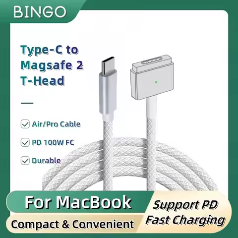 USB-C to Magsafe 1L/2T Cable, for MacBook Air/Pro 45W 60W 85W 12/13/15 inch, Supports PD fast charge