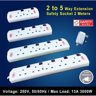 2 to 5 WAY SAFETY SOCKET WITH SAFETY MARK (2 METER)