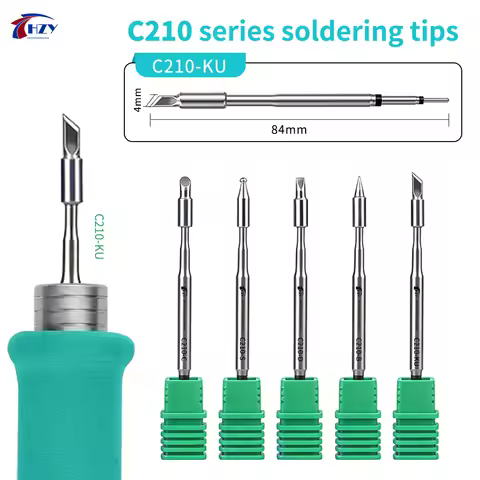 HZY C210 Series Soldering Iron Tips C210-D/C/B/S/KU For T210/T26 Soldering Station Handle PCB IC Rep