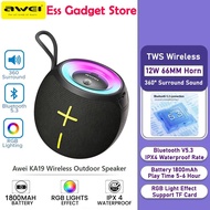 Awei KA19 TWS Wireless Bluetooth Portable Outdoor Speaker | 360° Surround Sound Box Speakers | RGB L