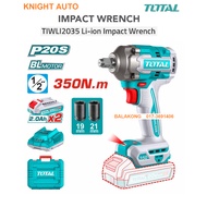 TOTAL TIWLI2035 Li-ion Cordless Power Tools Impact Wrench 1/2" 450Nm Sockets 19mm 21mm
