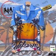 Hawaiian Shirt California Sea Blue A679 Italian Silk