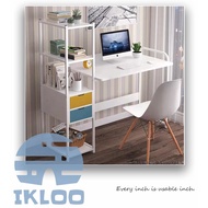 Ikloo computer table with drawer and shelves study table metal and board