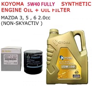 MAZDA 3, 5, 2.0 (NON-SKYACTIV), MAZDA 6 2.2(D) CX5 2.2(D) OIL FILTER+ KOYOMA 5W40 FULLY SYNTHETIC EN