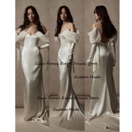 GAUN SABRINA SATIN SIMPLE POLOS  SABRINA  SIMPLE  / WEDDING DRESS  KOREAN SIMPLE  WEDDING DRESS
