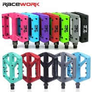 RACEWORK Bicycle Pedals Mountain Bike Pedals Nylon Pedals Big Foot Road Bike pedals Bearing MTB Pedals For Road Bike MTB BMX Bike Parts