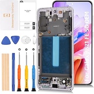 S21 FE 5G G990 OEM AMOLED Original LCD Display +Lavender Frame for Samsung Galaxy S21 FE SM-G990u/u1