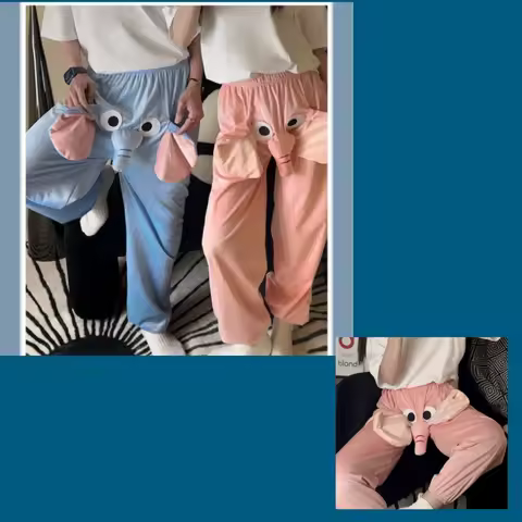 wacky Cute Elephants Trousers High Waist Loose Casual Straight Funny Home Pants Men Women Spring Aut