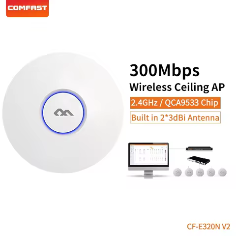 Comfast 300Mbps High Power WIFI Ceiling AP 48V POE Wireless Router 2.4GHz Access Point QCA9533 LAN/W