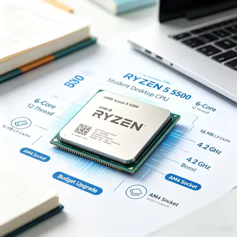 General AM4 Interface Desktop Processor AMD Ryzen 5 5500 Max Boost 4.2GHz 7NM 16MB L3 Cache 6C12T Ba