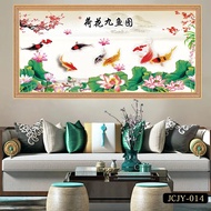 Self Paint Paint Paint Self-adhesive Mural Living Room painting Decoration Nine Fish Pattern Wall St