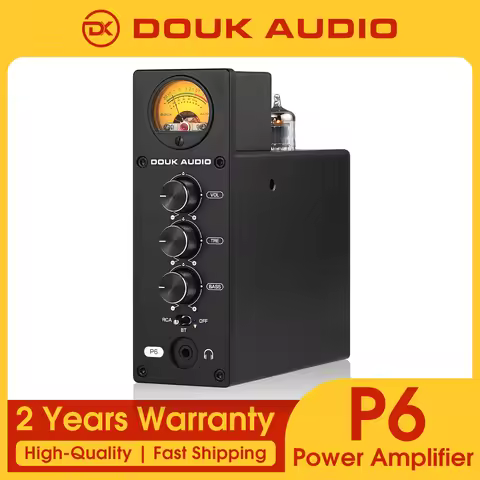 Douk Audio P6 HiFi Bluetooth 5.1 Vacuum Tube Preamp Stereo Audio Amplifier Headphone Amp VU Meter AP