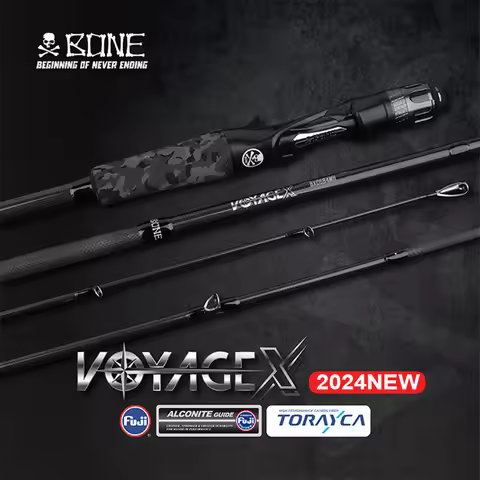 Bone 2024 New Voyage X Series 4 Piece Spinning Casting Fishing Rod FUJI Guide Portable Rod For The T