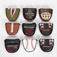 Golf Odyssey Mallet Putter Headcover (Magnetic) - Big Half Moon 2 Balls Head Cover - Bape Shark Base