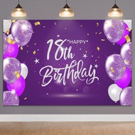 180x120cm Happy 18th Birthday Photography Backdrop 18 Years Old Birthday Decorations Party Banner Su