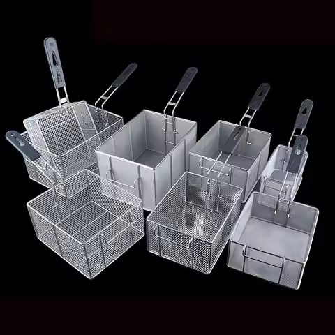 Stainless steel frying basket net French fries basket frying frame square oil control filter frying 