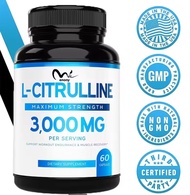 3000mg L-citrulline supplement 60 Capsules citrulline GMP Certified & Non-GMO Free Form Amino (60 ve
